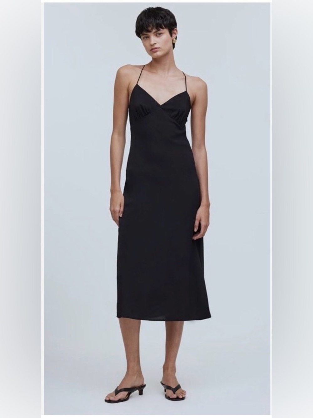 Madewell Black Midi Slip Dress 100% poliéster
